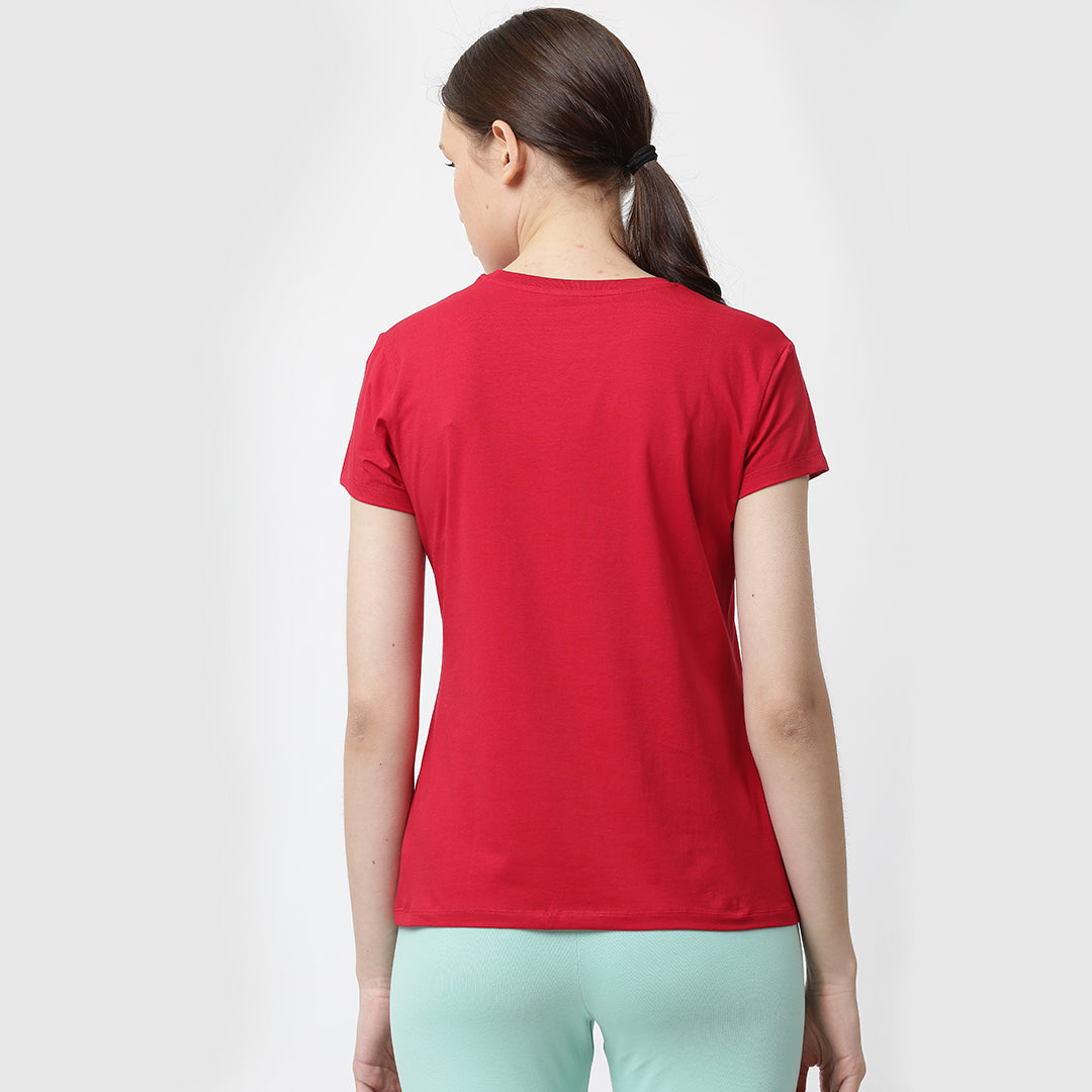 Crew Neck Solid T-Shirt - Chilli Red